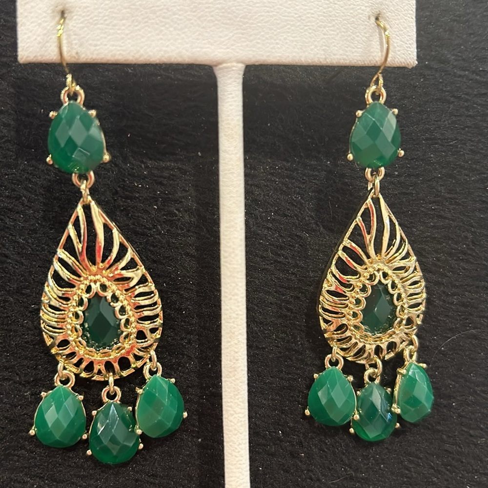 Emerald Green Jewel Exotica Earrings-Boutique